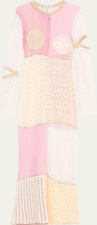 Marine Serre Patchwork Regenerated Crochet Maxi Dress