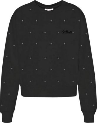 MC2 Saint Barth Zwarte Casey Sweatshirt met Strass Details - Dames - Sweatshirts - Zwart - M - Katoen - Hoodies & sweatvesten