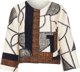 Oscar De La Renta abstract mesh overlay cropped jacket
