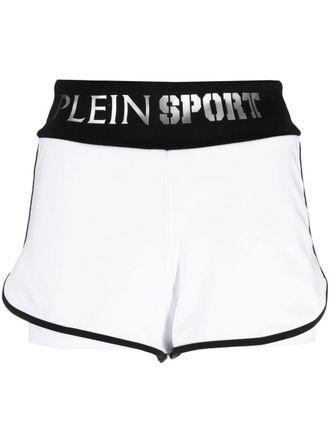 Plein Sport Shorts da corsa con logo - Bianco
