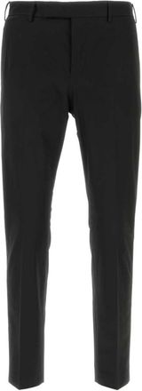 Pantaloni Torino Black Stretch Cotton Satin Trousers
