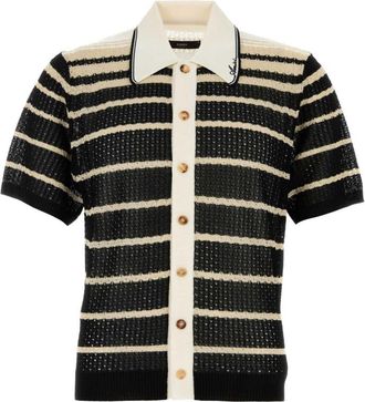 Amiri Black Embroidered Crochet Cardigan Shirt