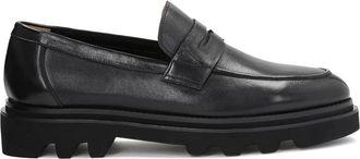 Kazar Heren leren loafers op een dikke zool - Heren - Loafers - Zwart - 44 EU - Leer - Schoenen
