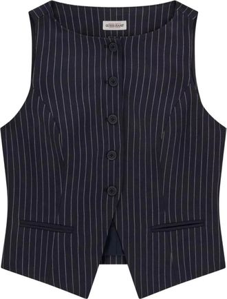 Guess Jassen, Dames, Blauw, L, Fitted Pinstripe Vest