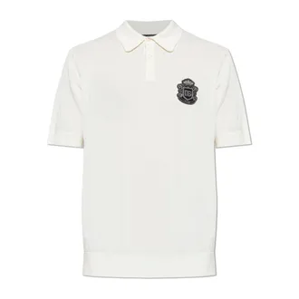 Dolce & Gabbana Polo Shirts, male, Beige, Size: 2XL Polo Shirt with Appliqu&eacute;