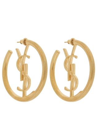 Saint Laurent Cr&eacute;oles Cassandre Hoop Earrings - Gold - One Size