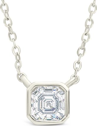Sterling Forever Asscher Cut Cubic Zirconia Pendant Necklace in Silver at Nordstrom