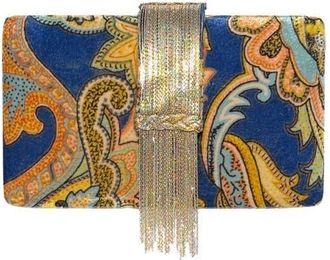 Simitri Velvet Fringe Clutch in Paisley at Nordstrom