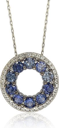 Suzy Levian Sterling Silver Pink and White Sapphire & Diamond Accent Double Circle Eternity Pendant