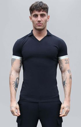 Siksilk T-Shirt SIKSILK Siksilk T-Shirt Polo T-Shirt, Herren, Gr. L, schwarz, Obermaterial: 95% Baumwolle CO. 5% Elasthan EL., Shirts T-Shirt