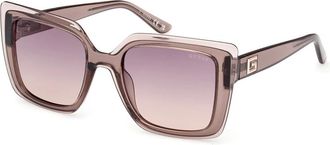 Guess Vierkante zonnebril met paarse lenzen - Dames - Zonnebrillen - Beige - 52 MM - Accessoires
