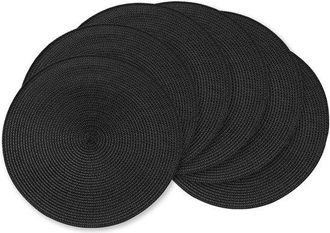 No Brand Juego De 6 Manteles Individuales Redondos Trenzados, De 38,1 Cm, Para Mesas De Comedor, Fabricados En Polipropileno Tejido Resistente Al Calor (negro)