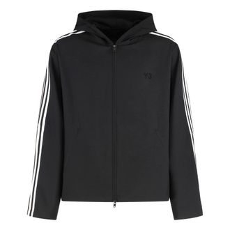 Yohji Yamamoto Light Jackets, male, Black, XL, Tone on Tone Full Zip Hoodie