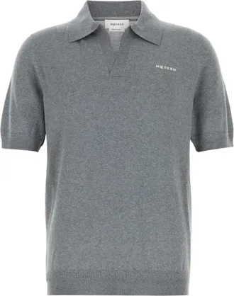 Alexander McQueen Wol Pique Polo - Heren - Polos - Grijs - 2XL - Wol - Tops