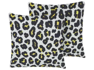 Beliani Set Di 2 Cuscini Da Giardino Leopardati 45 X 45 Cm In Bianco E Nero Karditsa