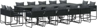 vidaXL Conjunto De Comedor De Jard&iacute;n 15 Pcs Negro Acero Vidaxl