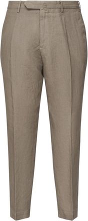 Santaniello Beige Pantalon met Plooien aan de Voorkant - Heren - Nette broeken - Beige - 2XL - Linnen - Broeken