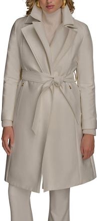 DKNY Double Collar Cotton Blend Trench Coat in Cream at Nordstrom, Size Small