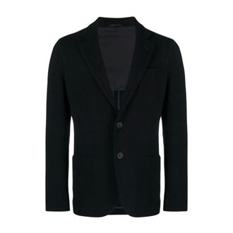 Giorgio Armani Herringbone Wool Blend Blazer - male - Giorgio Armani - Blazers - Blue - L - Jackets