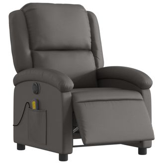vidaXL Vidaxl - Sill&oacute;n Reclinable El&eacute;ctrico De Cuero Aut&eacute;ntico Gris