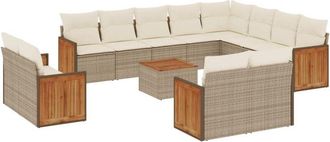 vidaXL Set Sof&aacute;s De Jard&iacute;n Con Cojines 13 Pzas Rat&aacute;n Sint&eacute;tico Beige Vidaxl