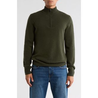 Nordstrom Cashmere Quarter Zip Sweater in Green Duffel at Nordstrom Rack, Size X-Large