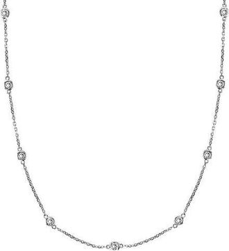 Allurez Natural Diamond Station Necklace Bezel-Set 14k in White Gold at Nordstrom, Size 18