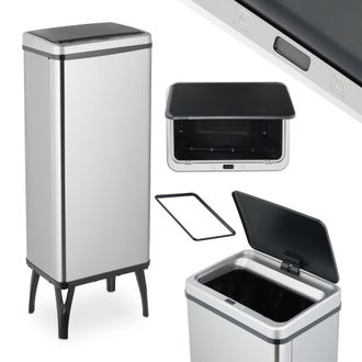 Relaxdays Relaxdays - Cubo De Basura Cocina Sensor, 60l, Tapa El&eacute;ctrica, Soporte Bolsas, Papelera Autom&aacute;tica Acero Inoxidable, Plata