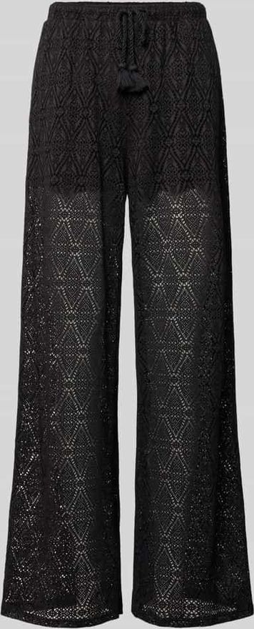 Regular Fit Weite Hose mit semitransparentem Besatz Modell MAYA in Black, Gr&ouml;&szlig;e XS