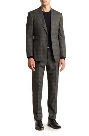 English Laundry Trim Fit Green Plaid Two Button Peak Lapel Suit at Nordstrom Rack, Size 36Regular