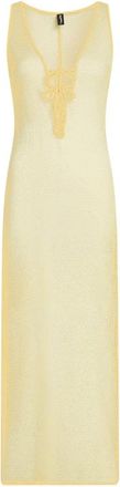 Karl Lagerfeld Sleeveless Long Mesh Dress with Lace-Up Detail