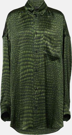 Balenciaga Cocoon printed oversized silk satin shirt