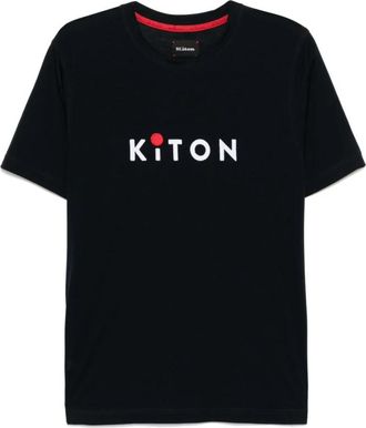 Kiton Geborduurd Crew Neck T-shirt - Heren - T-shirts - Blauw - S - Tops