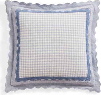 Peri Home Gingham Scallop Accent Pillow in Blue at Nordstrom