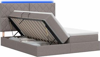 vidaXL Cama De Almacenamiento Led Con Colch&oacute;n Topo 180 X 200 Cm Tela Vidaxl