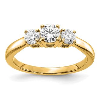 Diamond2Deal 14k Gold Lab Grown Diamond 3-Stone Band Ring 3/4Ct Clarity- VS Color- G-H
