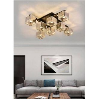 Trade Shop Trade Shop Traesio - Trade Shop - Plafoniera Lampadario Da Soffitto Design Moderno Con 8 Cubi E27 Cristallo C28-8
