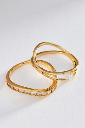 Anthropologie Stacked Wavy Rings, Set of 2
