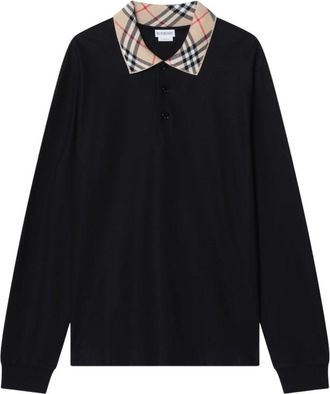 Burberry Evan LS C Polo - Heren - Polos - Zwart - L - Katoen - Tops