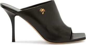 Palm Angels Heeled Mules - Dames - Muiltjes - Zwart - 38 EU - Leer - Schoenen