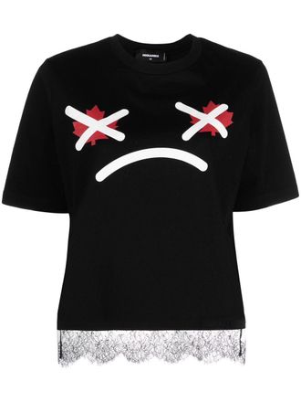 Dsquared2 graphic-print cotton T-shirt - Zwart