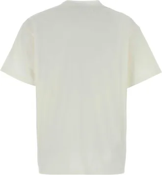 Prada Womens Logo-Embroidered Cotton T-Shirt White