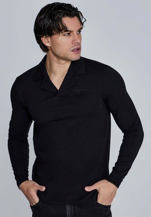 Siksilk Poloshirt SIKSILK Siksilk Polo Long Sleeve Polo, Herren, Gr. XL, schwarz, Obermaterial: 95% Baumwolle CO. 5% Elasthan EL., Shirts Poloshirt