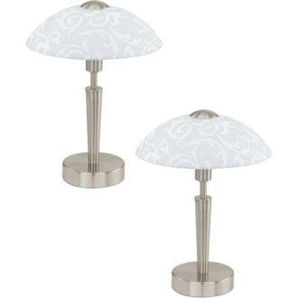 Loops 2 PACK Table Lamp Colour Satin Nickel Shade White With Decor Satin Glass E14 60W in Metallics