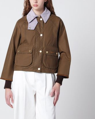 Barbour Beadnell waxed cropped jacket in sand