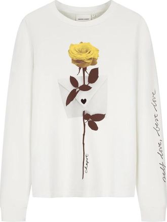 Fab By Fabienne Chapot Phileine Rose LS T-shirt - Dames - Longsleeves - Wit - M - Katoen - Tops
