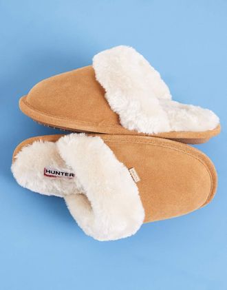 Hunter Pantofole sabot foderate color biscotto-Marrone