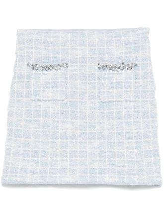 Self Portrait Checked Knit Mini Skirt