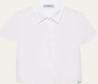 Prada Short-Sleeve Linen Muslin Shirt