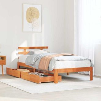 vidaXL Estructura Cama Con Cajones Madera Maciza Pino Marr&oacute;n 100x200cm Vidaxl